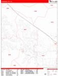 Cathedral City  Wall Map Red Line Style